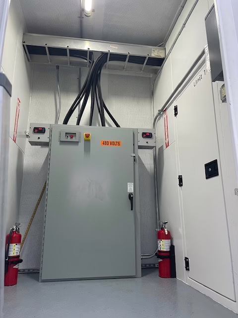 CAT generator enclosure breaker bottom view