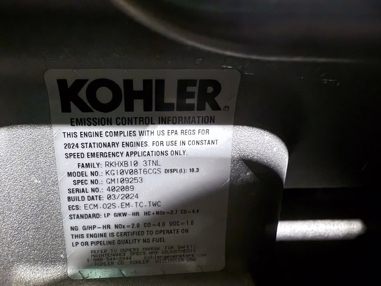 150 kW Kohler Natural Gas Generator