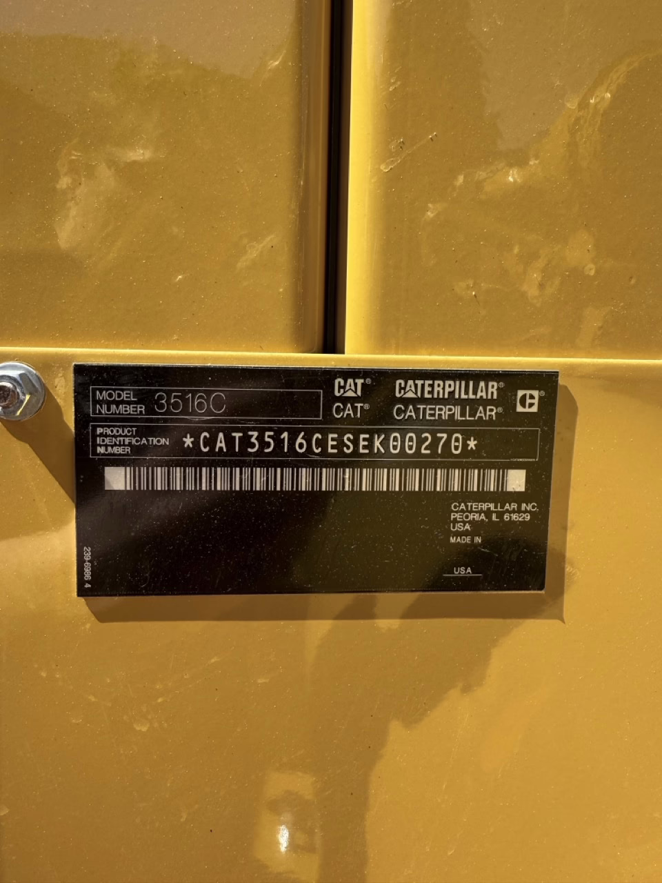 2500 kW CAT 3516C-HD Generator