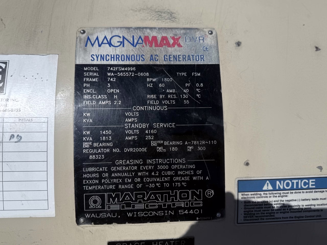 1450 kW Katolight Generator Dataslate