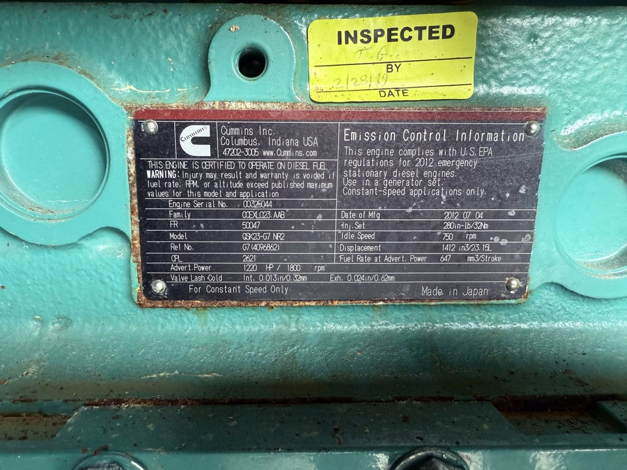 Cummins Kickplate 00325044