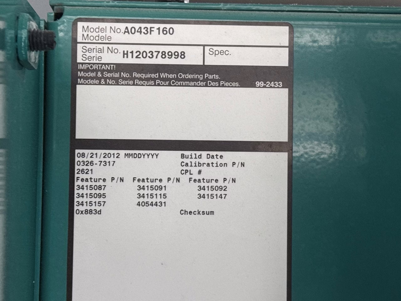 Cummins Nameplate
