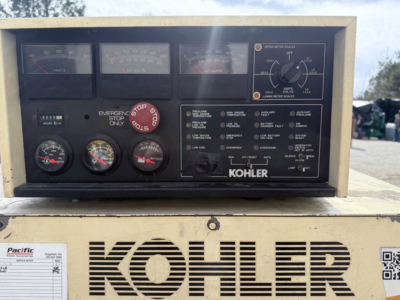 400 kW Kohler 400ROZD Generator Set control pannel set