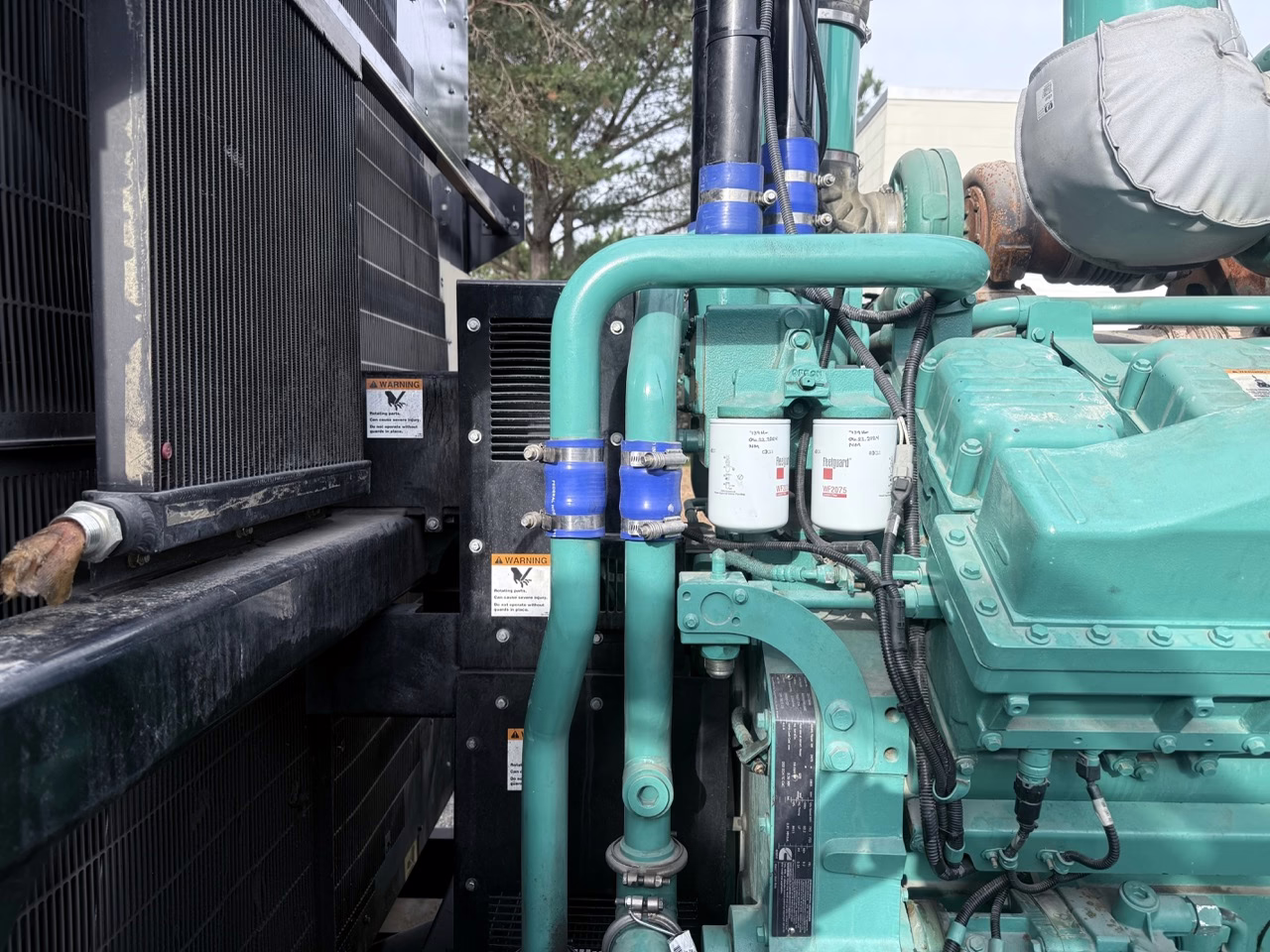 2250 kW Cummins Open Skid Diesel Generator fan close up view side of gen