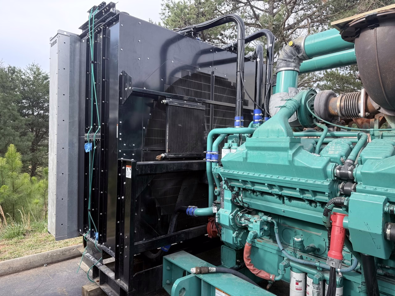 2250 kW Cummins Open Skid Diesel Generator side view zoomed out