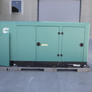 Used 750 kW Cummins generator (Model DQCB - H120378998) with 750 kW standby (675 kW prime), Cummins QSK23-G7 NR2 engine (1220 HP at 1800 RPM), EPA Tier 2 emissions, PowerCommand digital control panel, oversized 1040 kW generator end, 120/208V 3-phase 60 Hz reconnectable voltage, sound-attenuated enclosure, UL2085 sub-base fuel tank, and dimensions of 290" L x 99" W x 154" H weighing approximately 55,000 lbs.