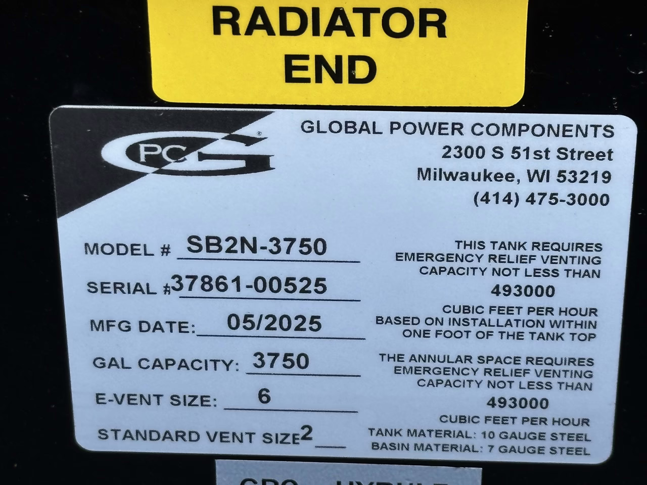 Global Power Components Sticker - Radiator
